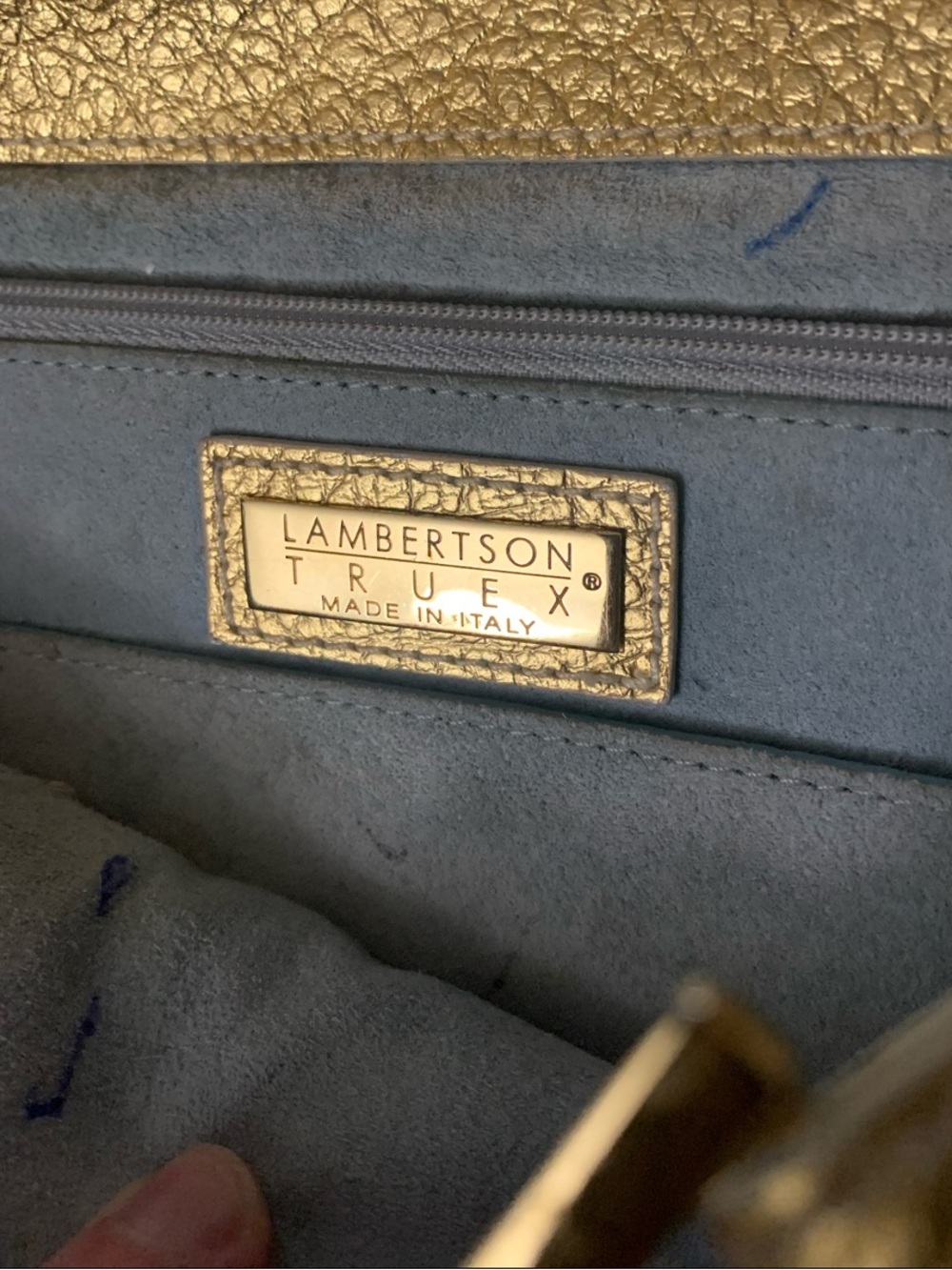 Lambertson Truex HOBO Leather Shoulder Bag - Made in Italy - Metallic Gold GUC